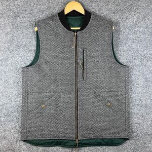 Bonobos Vest Mens L Gray Green Tweed Wool Reversible Quilted Puffer Nova Fides